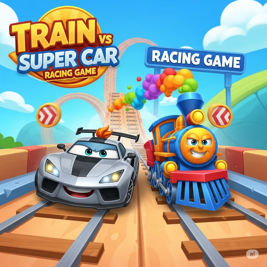 Train vs Super Car Racing Game