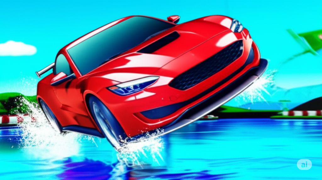 Water Surfing Car Stunts Game 3D